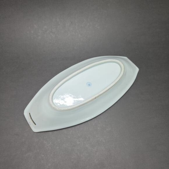 Nippon Hand Painted Celery Dish Pink Floral Porcelain 11in Chintz - Picture 7 of 16